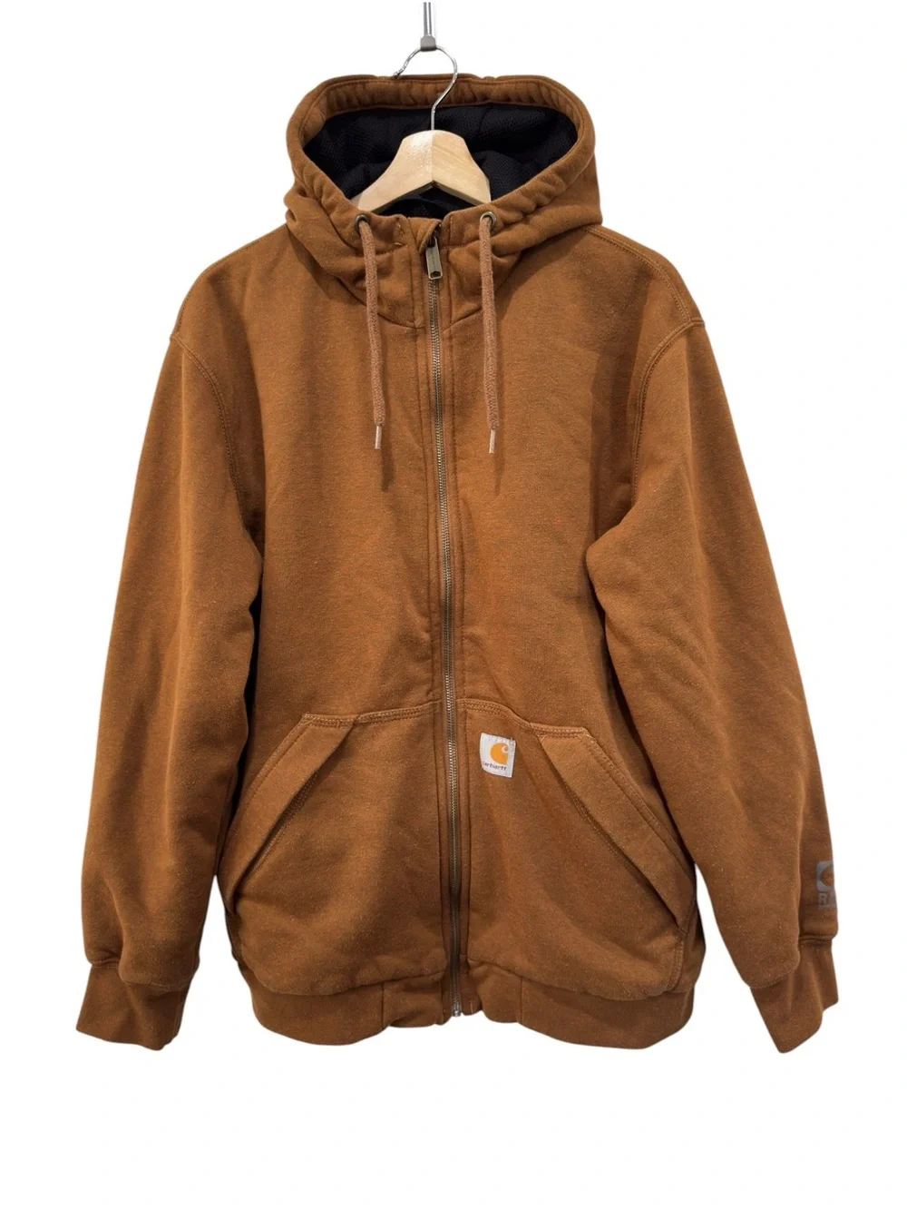 Carhartt Rain Defender Thermal Men's Brown Hooded Zip-Up Sweatshirt Jacket